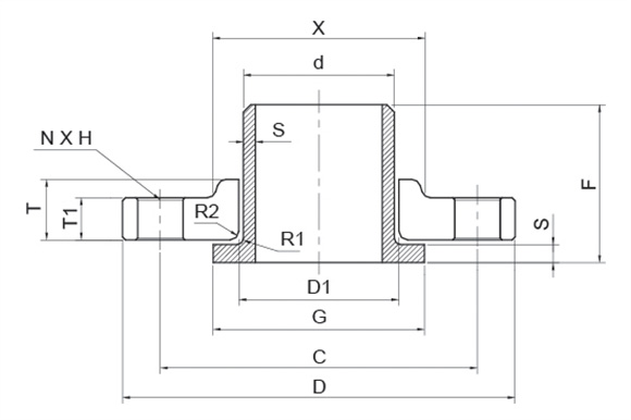Composite Welding Neck Flange 150LB & 300LB reference drawing