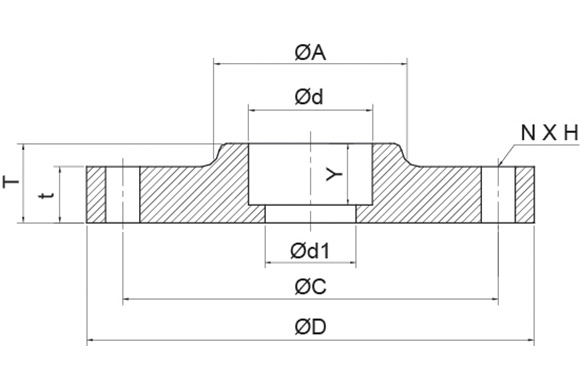 Socket Welding Flange 150LB & 300LB reference drawing